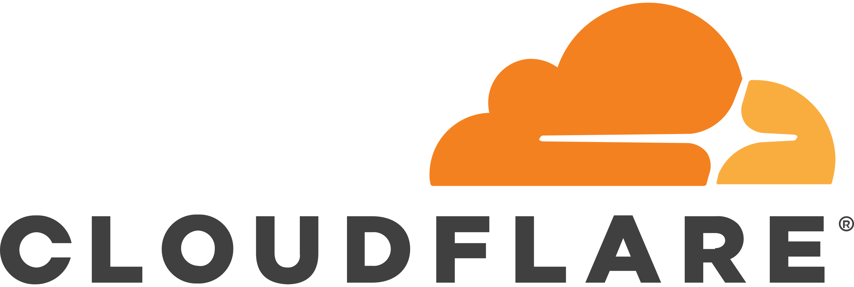 Cloudflare wordmark with orange cloud logo
