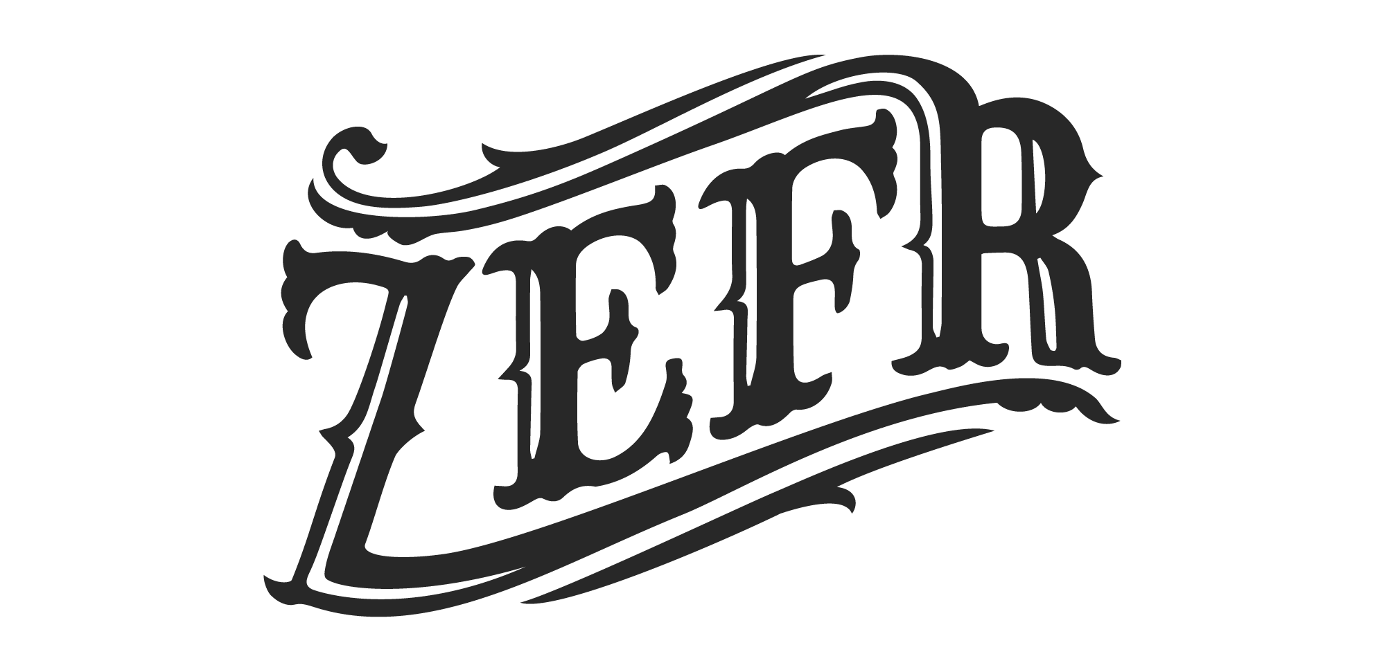 Zefr script logo - dark charcoal grey