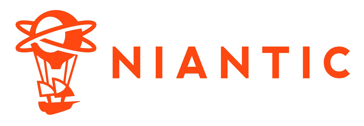 orange niantic logo - sailing ship carried by a stylized hot air balloon with text "NIANTIC" to the right