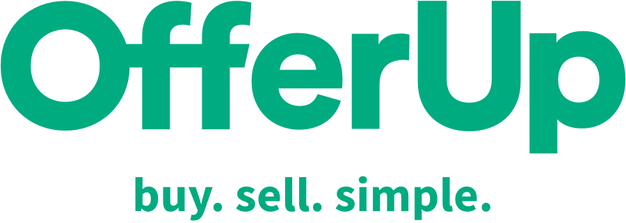 green OfferUp wordmark with the words "buy. sell. simple" underneath the OfferUp name
