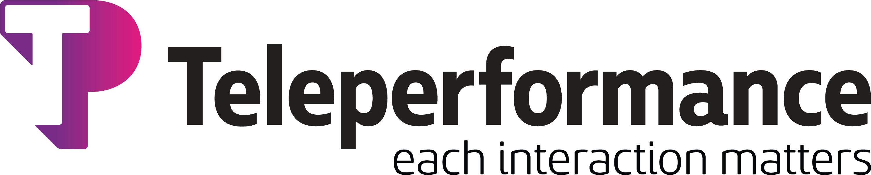 teleperformance logo with tagline "each interaction matters"