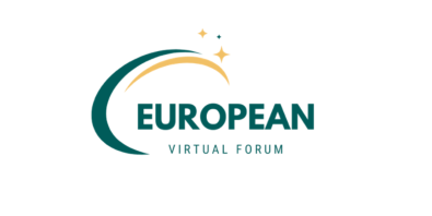 White banner with European Virtual Forum logo
