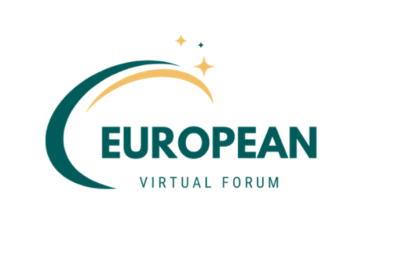White banner with European Virtual Forum logo
